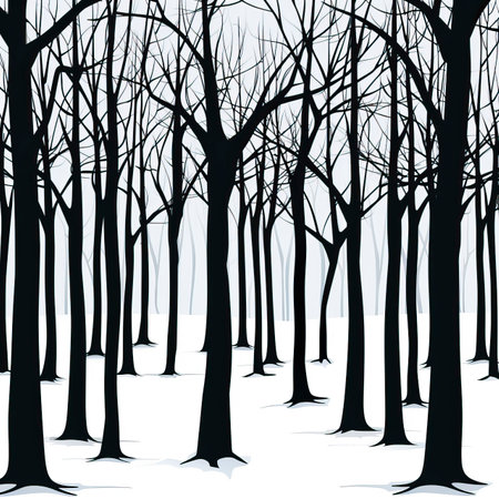 Winter forest with trees and snow. Vector illustration. Eps 10.のイラスト素材