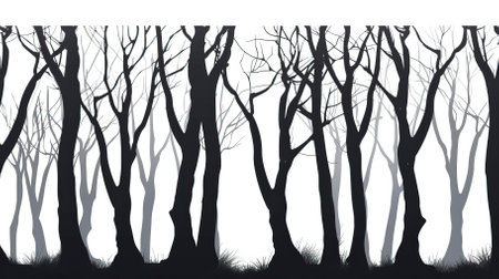Silhouette of trees in the forest. Halloween background. Vector illustration.のイラスト素材
