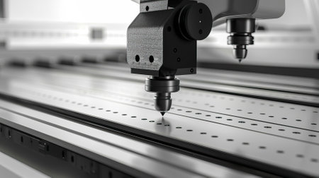3d rendering of Laser engraving machine working on metal sheetのイラスト素材