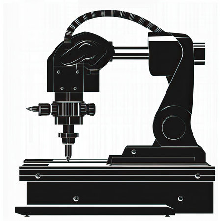 Illustration of a CNC milling machine on a white backgroundのイラスト素材
