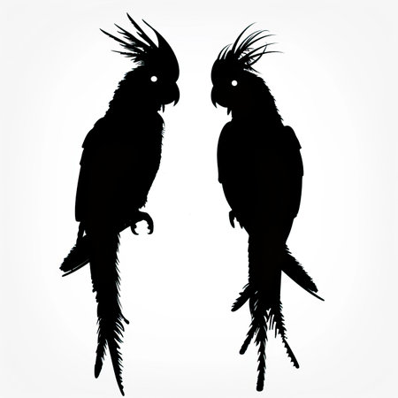 couple of parrots silhouette isolated on white background. vector illustrationのイラスト素材