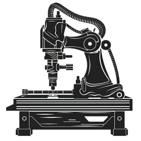 Robotic arm on the lathe. Vector illustration isolated on white background.のイラスト素材
