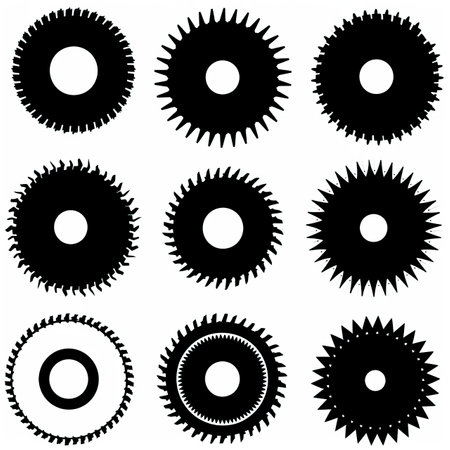 Set of black cogwheels isolated on white background. Vector illustration.のイラスト素材