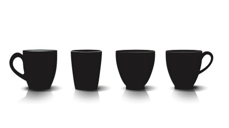 Black coffee cups isolated on white background. Vector illustration. Eps 10.のイラスト素材