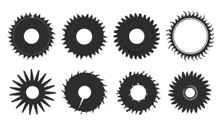 Set of circular saw blades. Vector illustration isolated on white background.のイラスト素材