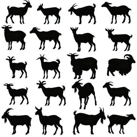 goats silhouettes isolated on white background. vector illustration eps 10のイラスト素材