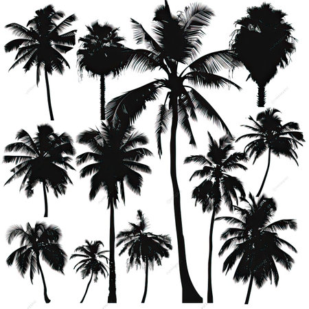 Silhouette of palm trees on white background. Vector illustration.のイラスト素材