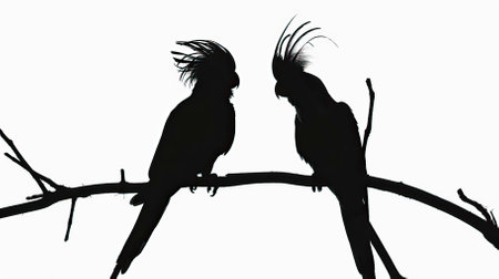 Cockatoo bird silhouette isolated on white background with clipping pathのイラスト素材