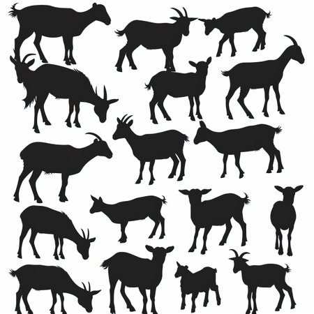 goat silhouettes isolated on white background. vector illustration for your designのイラスト素材