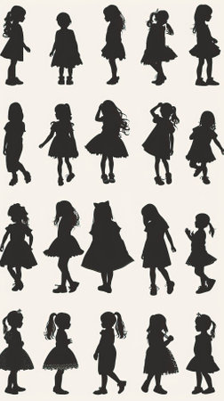 Silhouettes of the girls. Vector illustration, eps 10のイラスト素材