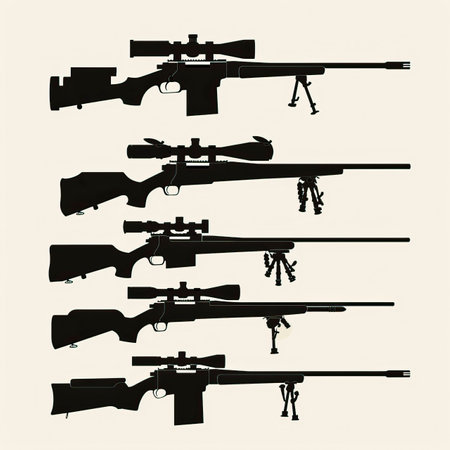 Rifle silhouettes isolated on white background. Vector illustration for your designのイラスト素材