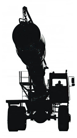 Silhouette of a concrete mixer on a white background. 3d renderingのイラスト素材