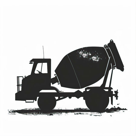 Concrete mixer truck on a white background. Grunge vector illustration.のイラスト素材