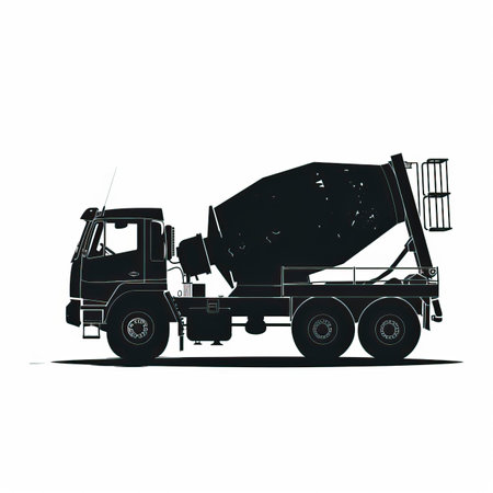 Concrete mixer truck vector illustration isolated on white background. Construction equipment.のイラスト素材