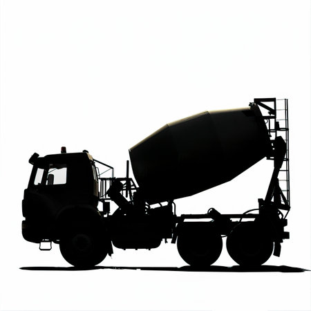 Concrete mixer truck isolated on white background. Construction equipment. Concrete mixer truck.のイラスト素材