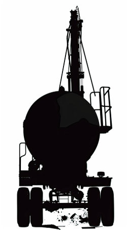 Crane and oil tank on a white background. Vector illustration.のイラスト素材