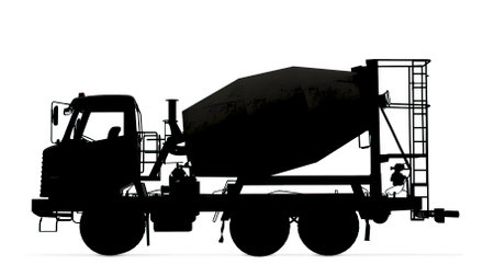 Concrete mixer truck isolated on white background. 3d render illustrationのイラスト素材