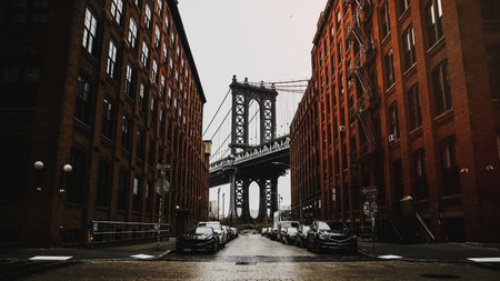 Manhattan through Dumbo.の写真素材