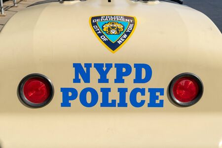 New York City, NY/USA - 3/19/2019: NYPD mobile power generator on a Manhattan street