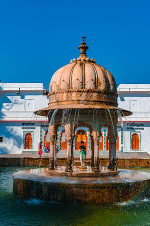 Fountain capture in Udaipur Garden in Rajasthan, India.の写真素材
