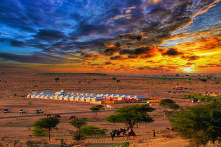 The classic Thar desert of Rajasthan. Also known as Saam desert is located in the city of Jaisalmer.の写真素材
