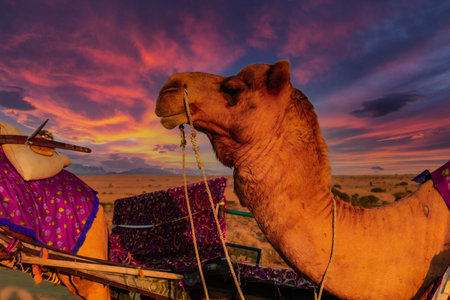 The classic Thar desert of Rajasthan. Also known as Saam desert is located in the city of Jaisalmer.の写真素材