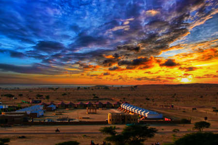 The classic Thar desert of Rajasthan. Also known as Saam desert is located in the city of Jaisalmer.の写真素材