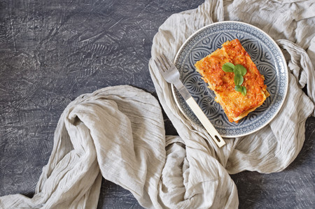 Traditional Italian lasagna made with minced turkeysの写真素材