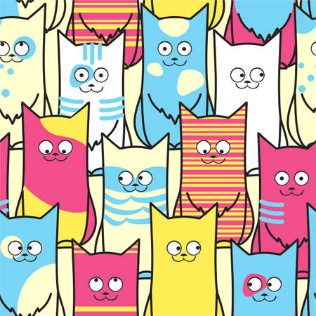 Colorful cats pattern background vector illustration.のイラスト素材