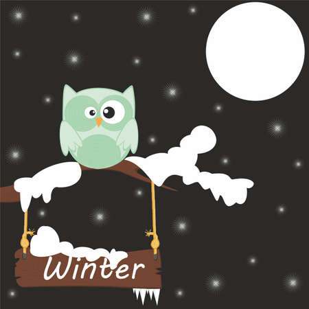 Owl sits on a branchのイラスト素材