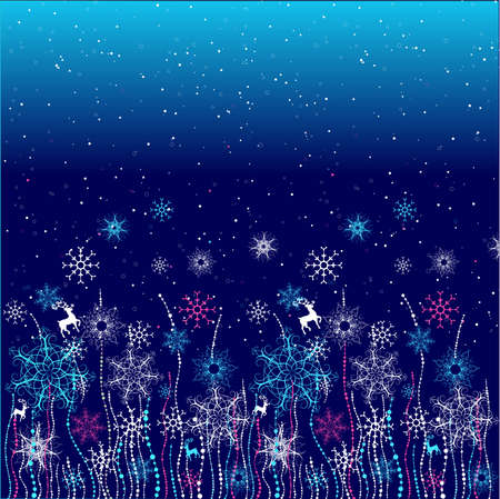 Bright snowflakes and deer illustration.のイラスト素材