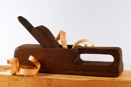 Old planer with wood chips 
