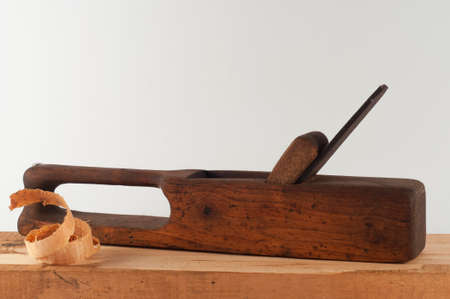Old planer with wood chips 