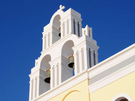 View of traditional village in Santorini, beautiful Greek islandの写真素材