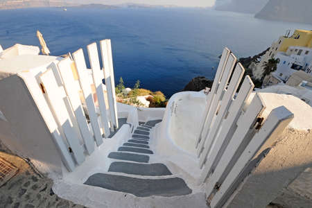 View of traditional village in Santorini, beautiful Greek island