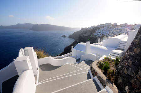 View of a village in a traditional island of Santoriniの写真素材