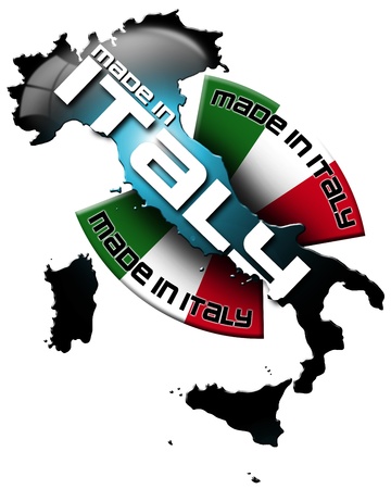 icon Made in Italy, with Italian territory and the Italian flagの写真素材