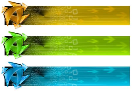Three banners of internet technology and soft background with arrowsの写真素材