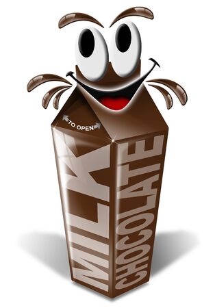 Packaging chocolate milk with a smile and dropsの写真素材