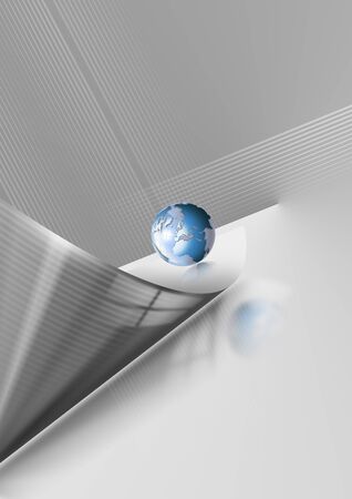 Background with globe and gray abstract formsの写真素材