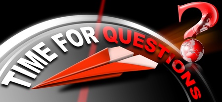 Plane red Paper with written time for questions on a black background and question markの写真素材