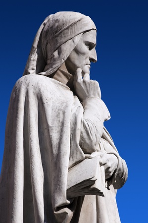 Photo of a detail of the statue of Dante in Verona Italyの写真素材