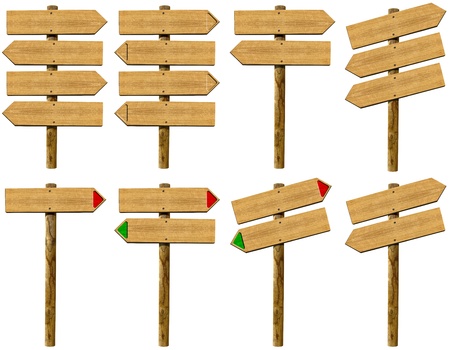 Set of wood board signs isolated on white backgroundの写真素材