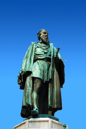 Statue of Tiziano Vecellio in Pieve di Cadore Italyの写真素材