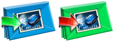 Two E-mail marketing concept on white backgroundの写真素材