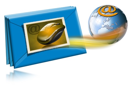 E-mail marketing concept with Globe on white backgroundの写真素材