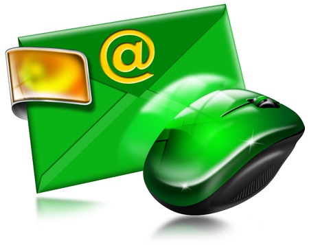 E-mail marketing concept with mouse on white backgroundの写真素材