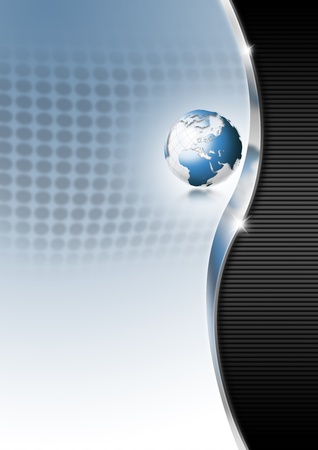 Blue and black business background with blue globeの写真素材