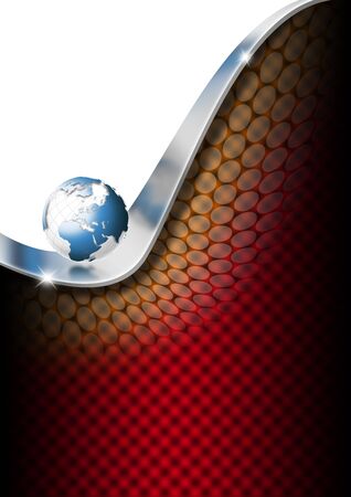 Red, and black business background with blue globeの写真素材