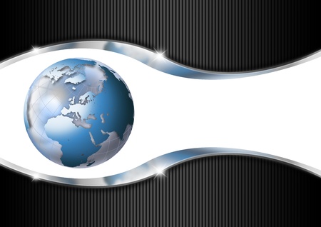 Blue and black business background with blue globeの写真素材